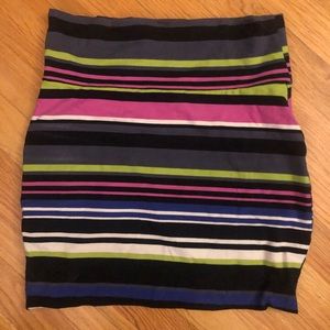 Multi-colored, fitted mini skirt